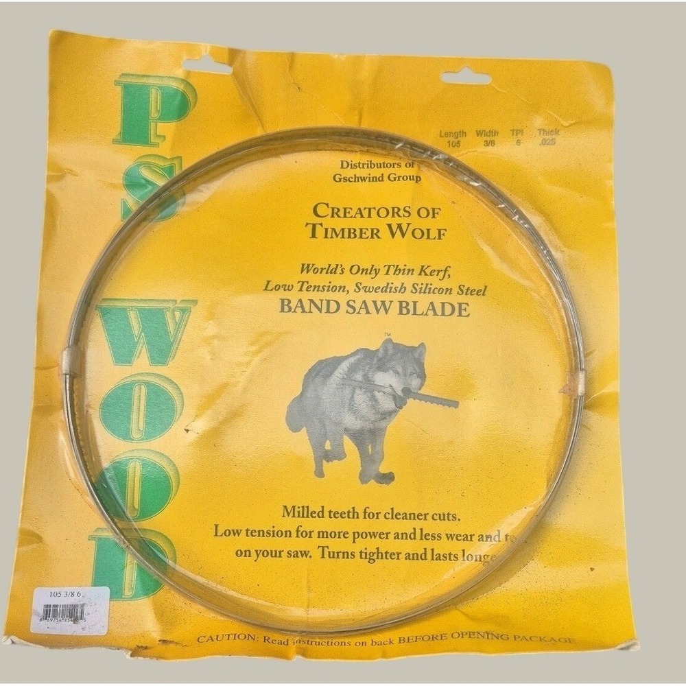 PS Wood Timber Wolf Band Saw Blade - 105"L, 3/8W, TPI 6, Thick .025